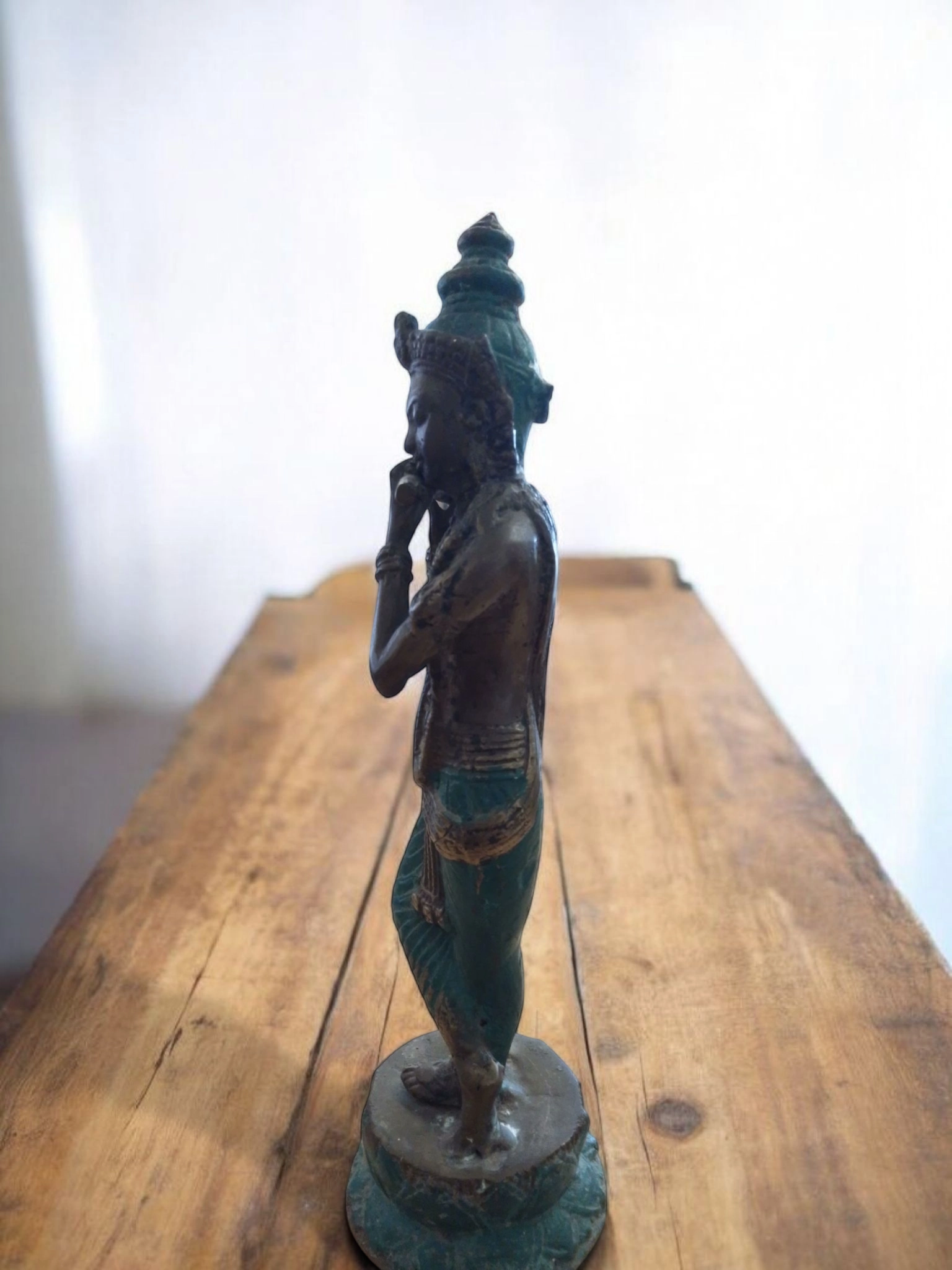 Krishna con Flauto statua in bronzo 24 cm - immagine 2