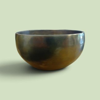 Campana Tibetana in lega dei 7 metalli Nota LA(A) d3 233 HZ - R238/O ideale per yoga e meditazione con OM intarsiato